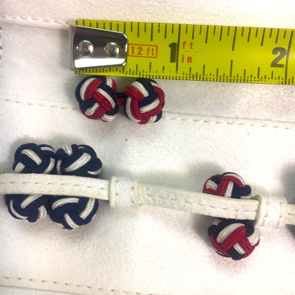 IWC Schaffhausen Knot Cufflinks Set of 3 IWA75073 Fabric Navy Red White - Picture 10 of 10